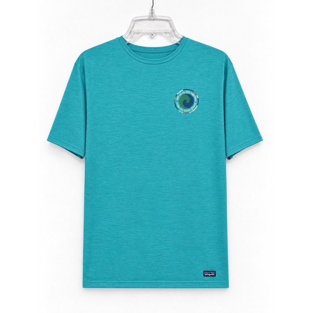 Patagonia Capilene Cool Daily Graphic Shirt Mens Large Teal Save Our Home Planet